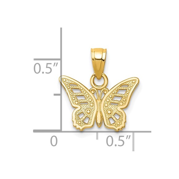 10k Yellow Genuine Gold Butterfly Necklace Charm Pendant - Picture 3 of 3